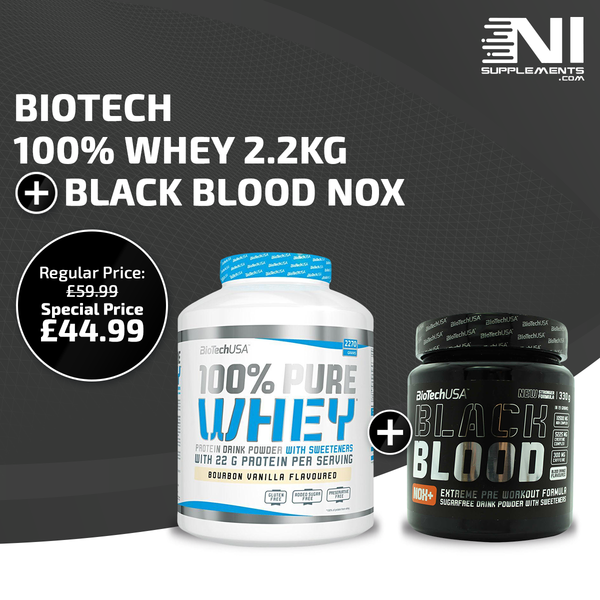 Biotech 100% Whey 2.2kg + Black Blood NOX+