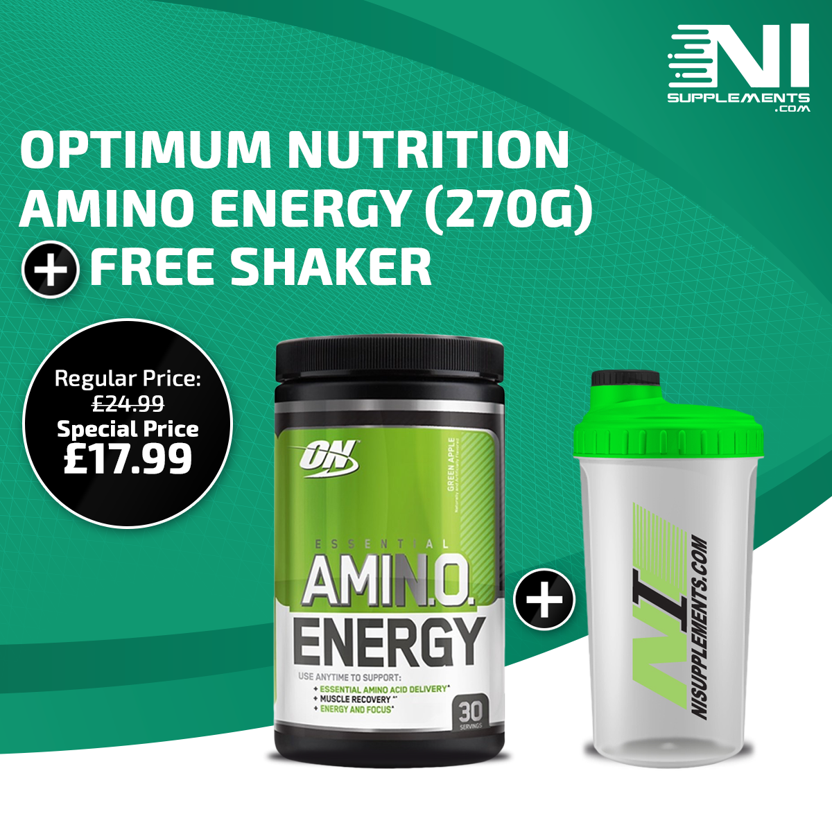 Optimum Nutrition Amino Energy (270g) + Free Shaker